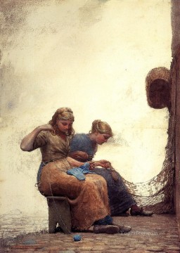  Winslow Art Painting - Mending the Nets Realism painter Winslow Homer